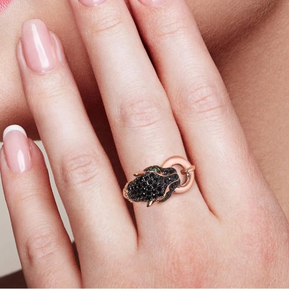 925 Sterling Silver Cubic Zirconia Panther Ring - Picture 4 of 9